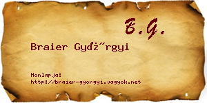 Braier Györgyi névjegykártya